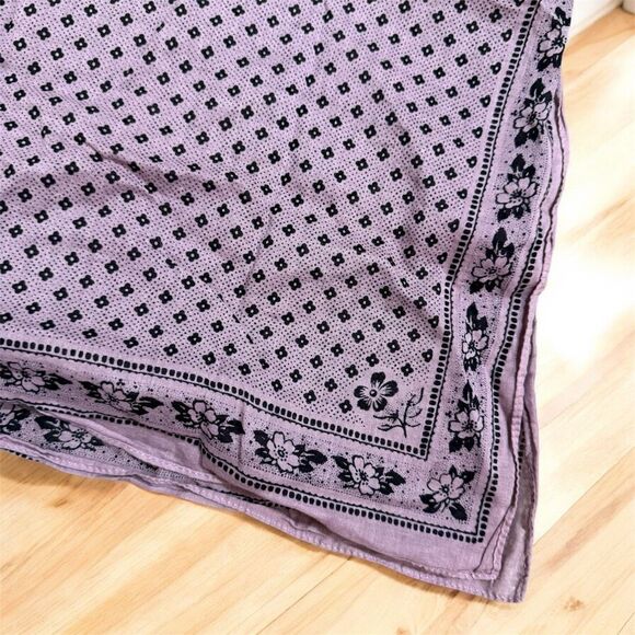 Madewell Purple Floral Daisy Bandana Scarf Neck Tie Paisley 90s Y2K Cotton - Picture 2 of 5